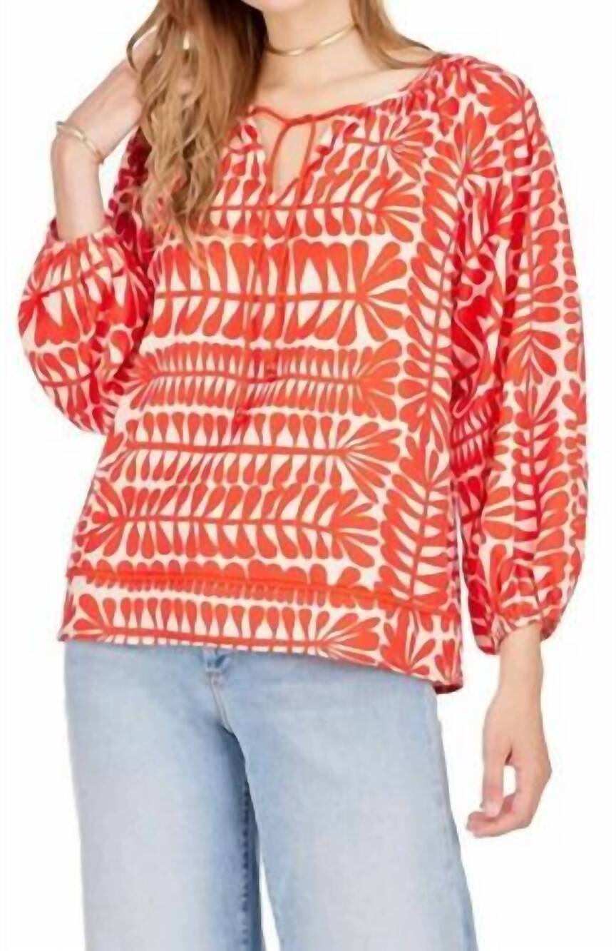 NEW JADE & JOY JOY callie print blouse in red /cream